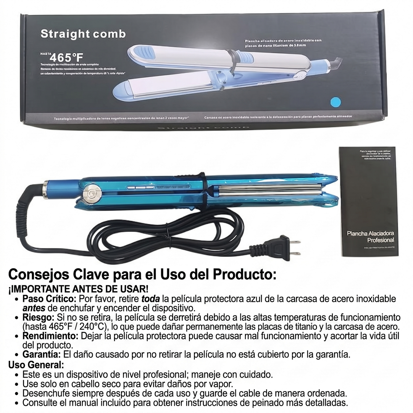 Plancha 2 en 1 de titanio anti-frizz para alisar y crear ondas - imagen 8