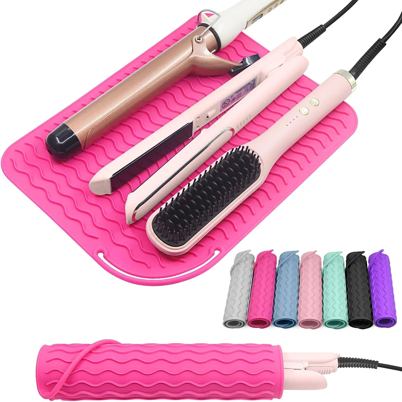 Tapete térmico para apoyar herramientas calientes de cabello color Gris
