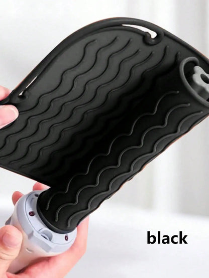 Tapete térmico para apoyar herramientas calientes de cabello color Negro
