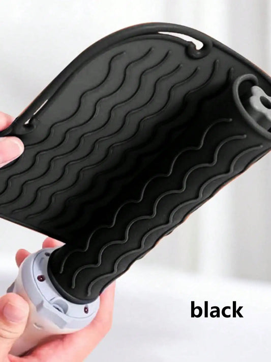 Tapete térmico para apoyar herramientas calientes de cabello color Negro