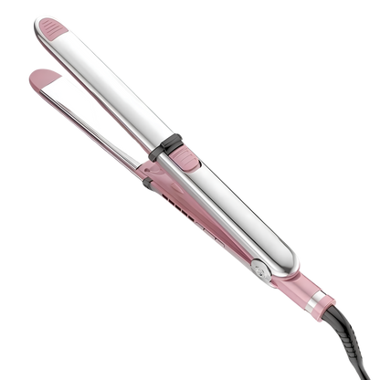 Plancha 2 en 1 de titanio anti-frizz para alisar y crear ondas color Rosa