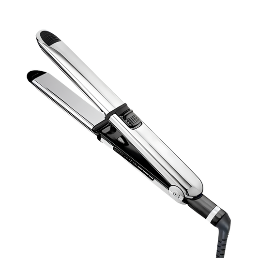 Plancha 2 en 1 de titanio anti-frizz para alisar y crear ondas color Negro