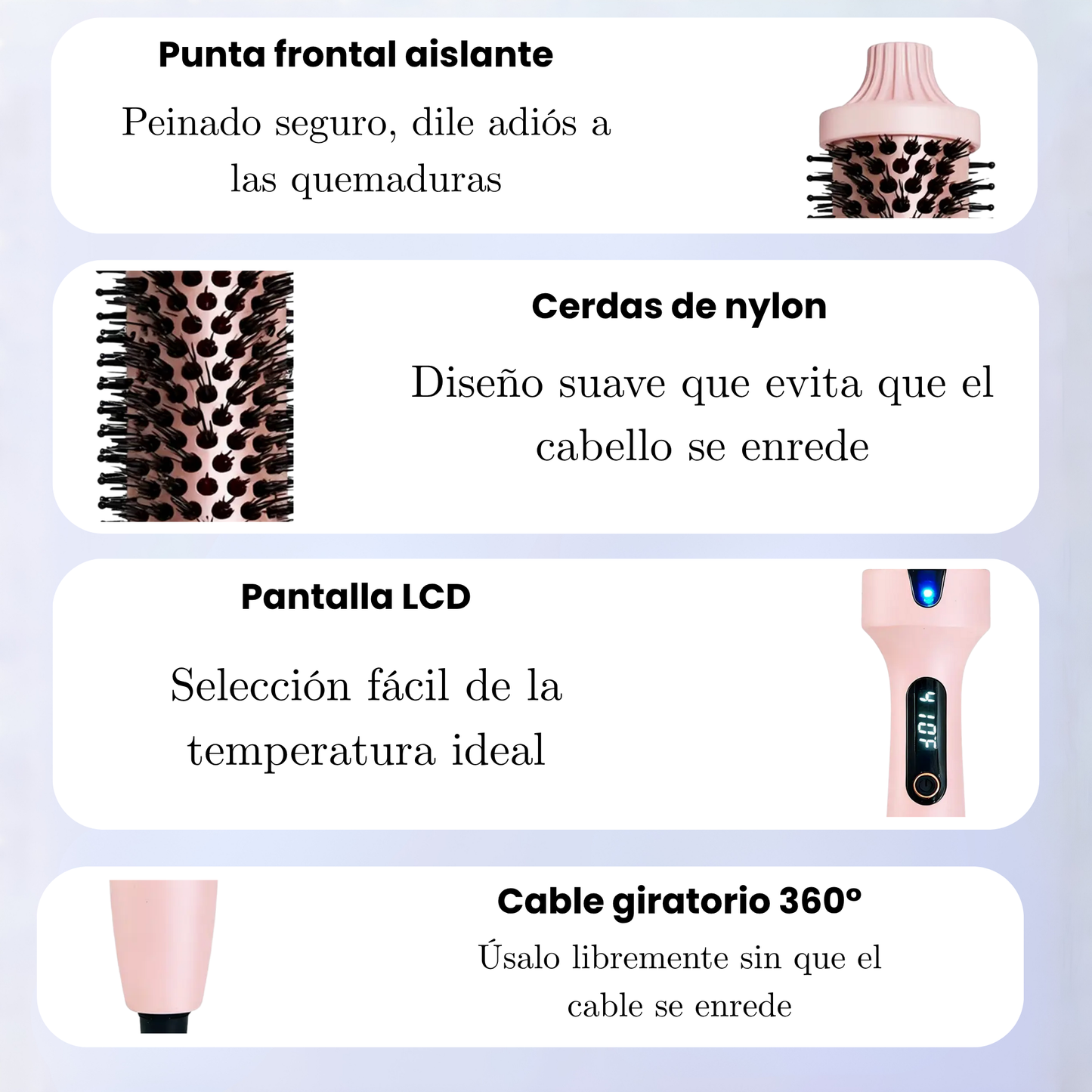 Cepillo secador 3 en 1 rosa para secar, alisar y dar volumen - imagen 5