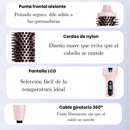 Cepillo secador 3 en 1 rosa para secar, alisar y dar volumen - imagen 5