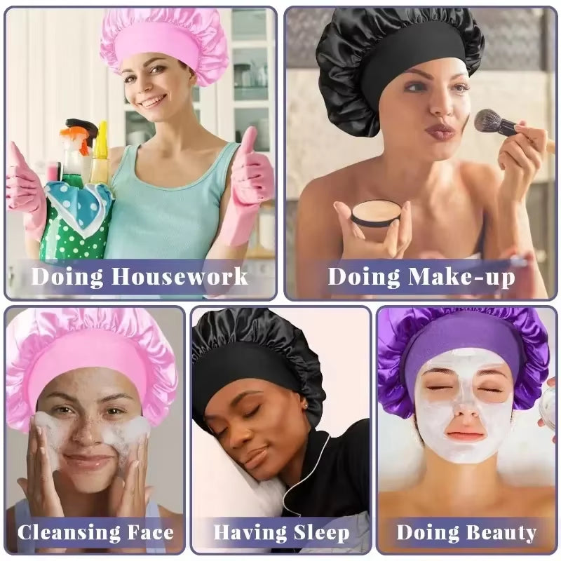 Gorro de satén para dormir y proteger el cabello del frizz color Azul Claro