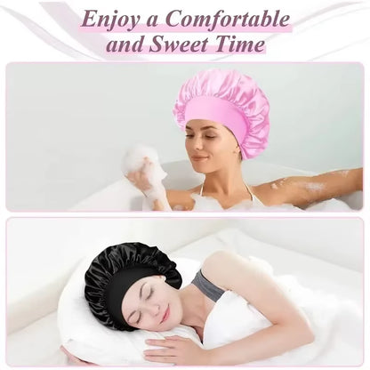 Gorro de satén para dormir y proteger el cabello del frizz color Beige