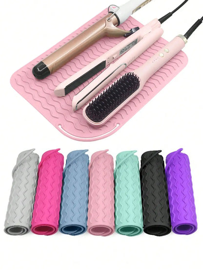 Tapete térmico para apoyar herramientas calientes de cabello color Rosado Claro