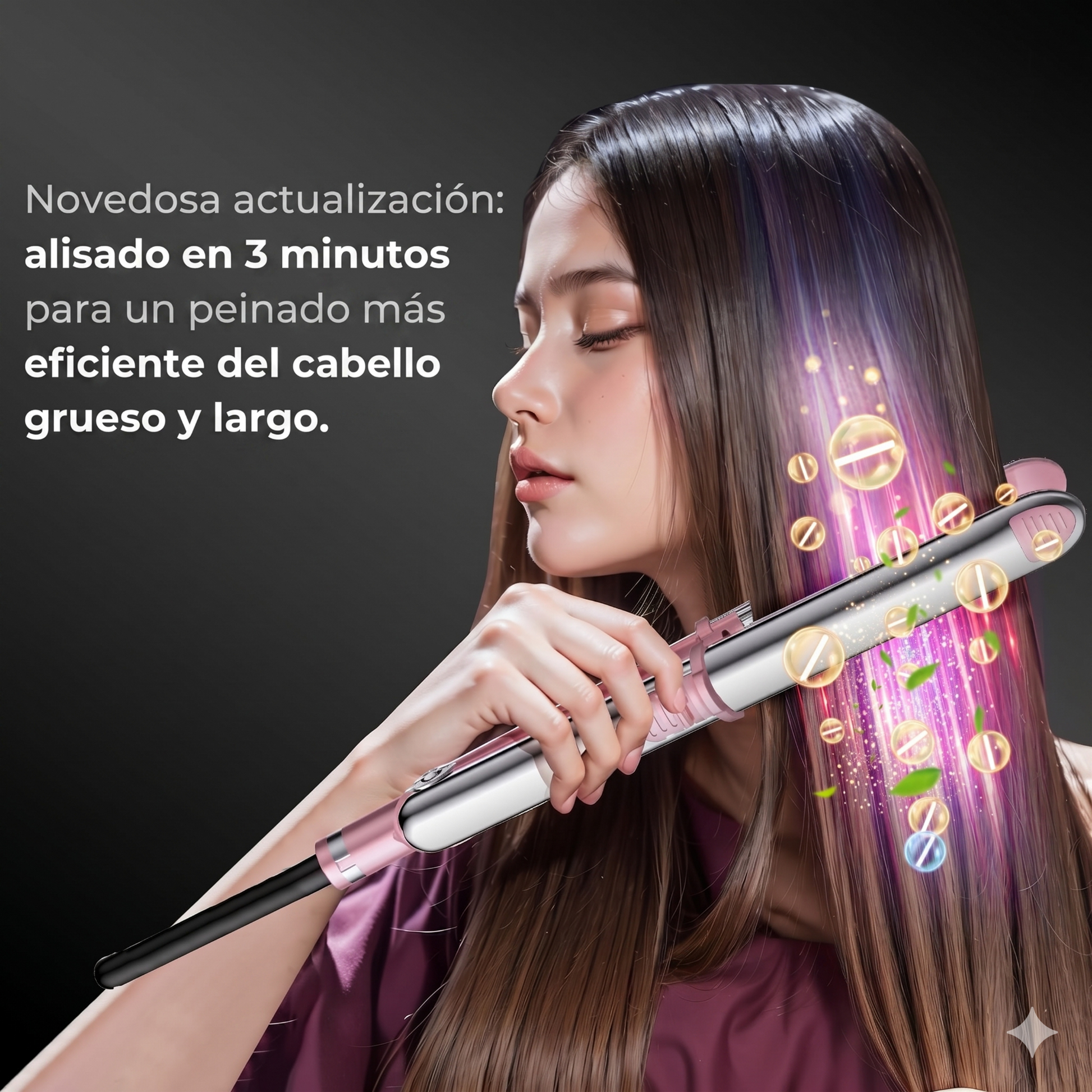 Plancha 2 en 1 de titanio anti-frizz para alisar y crear ondas - imagen 4