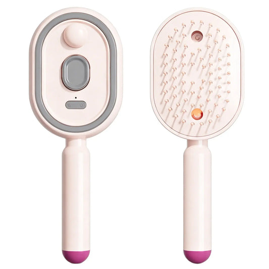 Cepillo de vapor anti-frizz con aromaterapia para cabello color Rosado