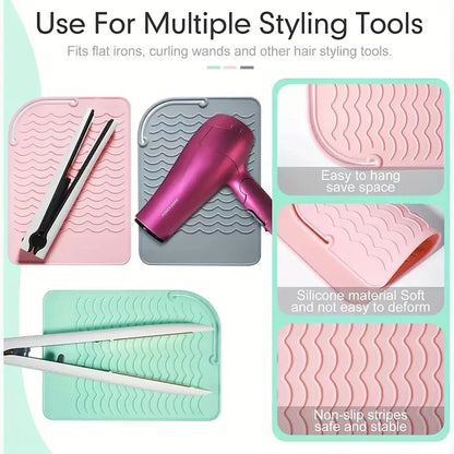 Tapete térmico para apoyar herramientas calientes de cabello color Rosa Intenso