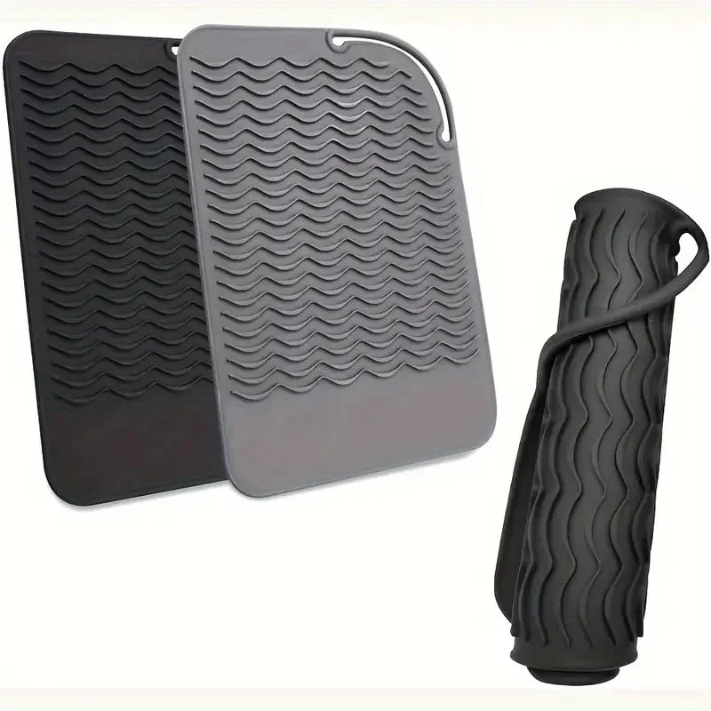 Tapete térmico para apoyar herramientas calientes de cabello color Azul