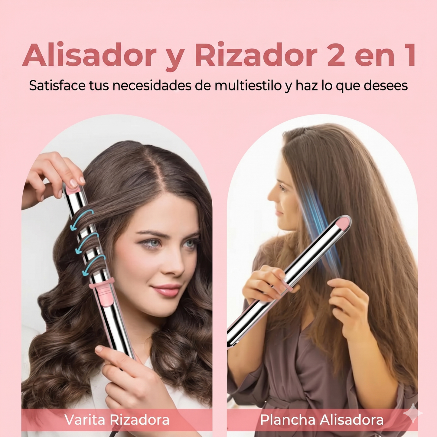Plancha 2 en 1 de titanio anti-frizz para alisar y crear ondas - imagen 6