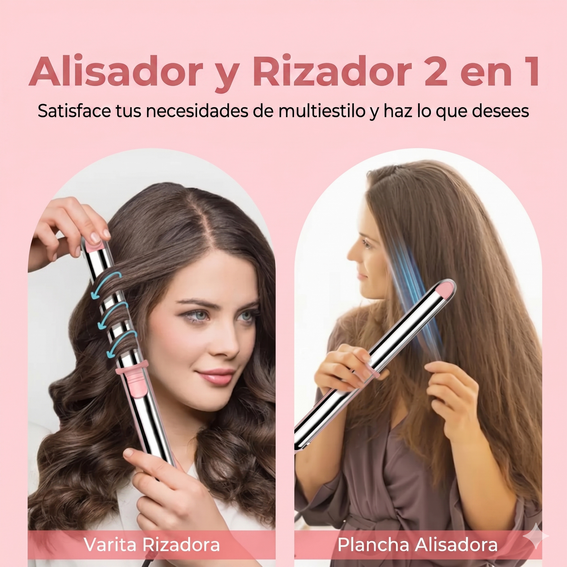 Plancha 2 en 1 de titanio anti-frizz para alisar y crear ondas - imagen 6