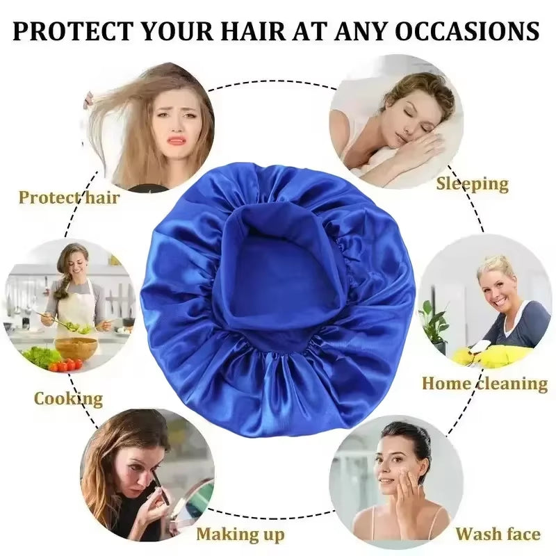 Gorro de satén para dormir y proteger el cabello del frizz color Verde Oscuro