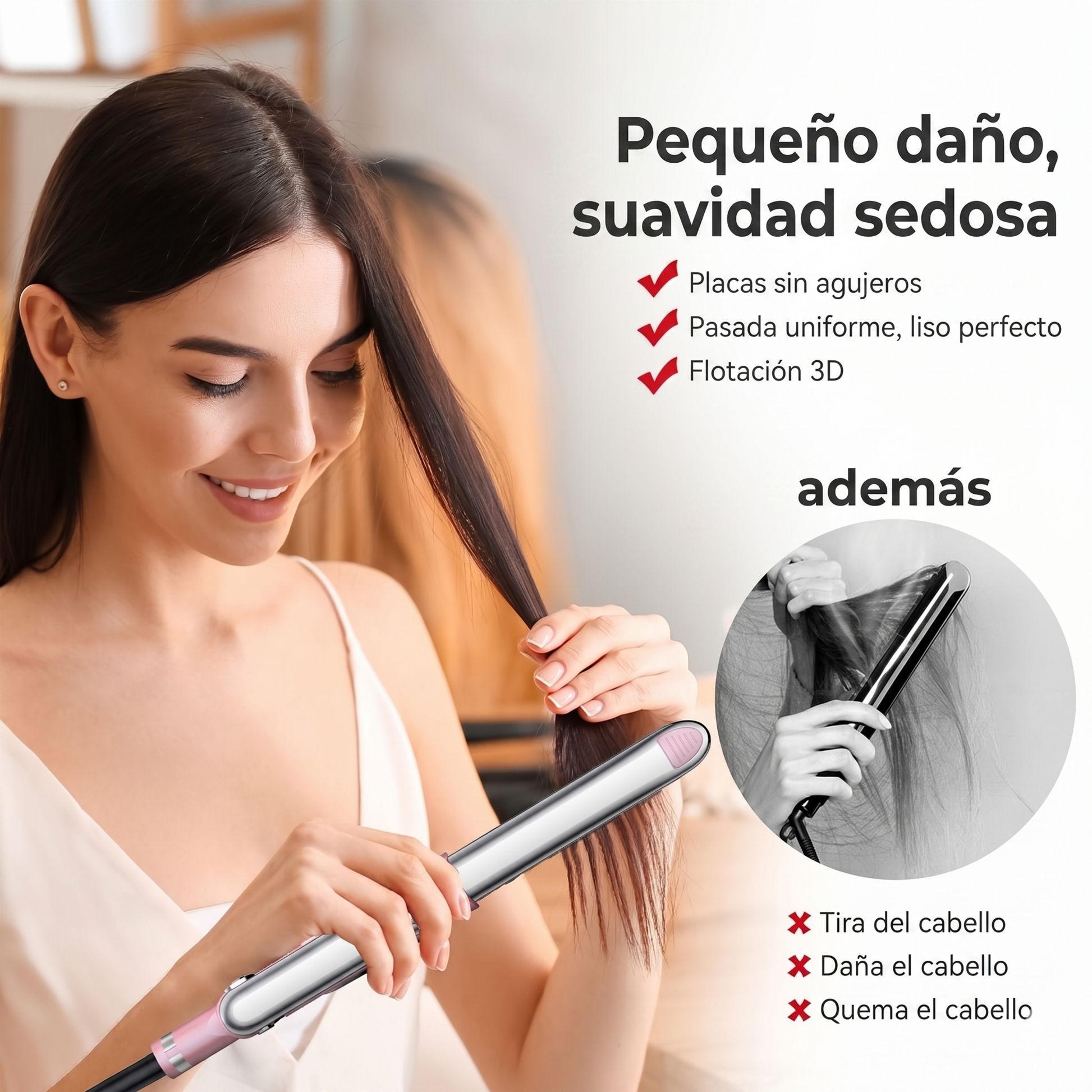 Plancha 2 en 1 de titanio anti-frizz para alisar y crear ondas - imagen 5
