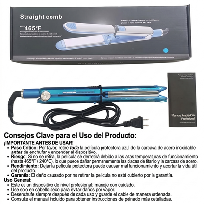 Plancha 2 en 1 de titanio anti-frizz para alisar y crear ondas - imagen 8