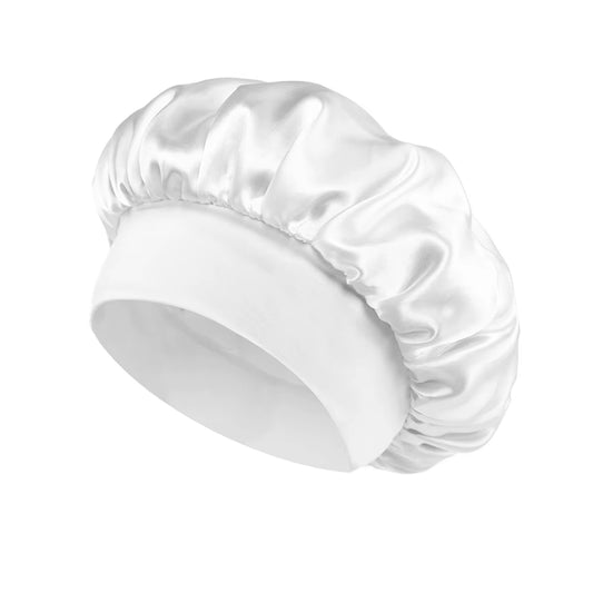 Gorro de satén para dormir y proteger el cabello del frizz color Blanco