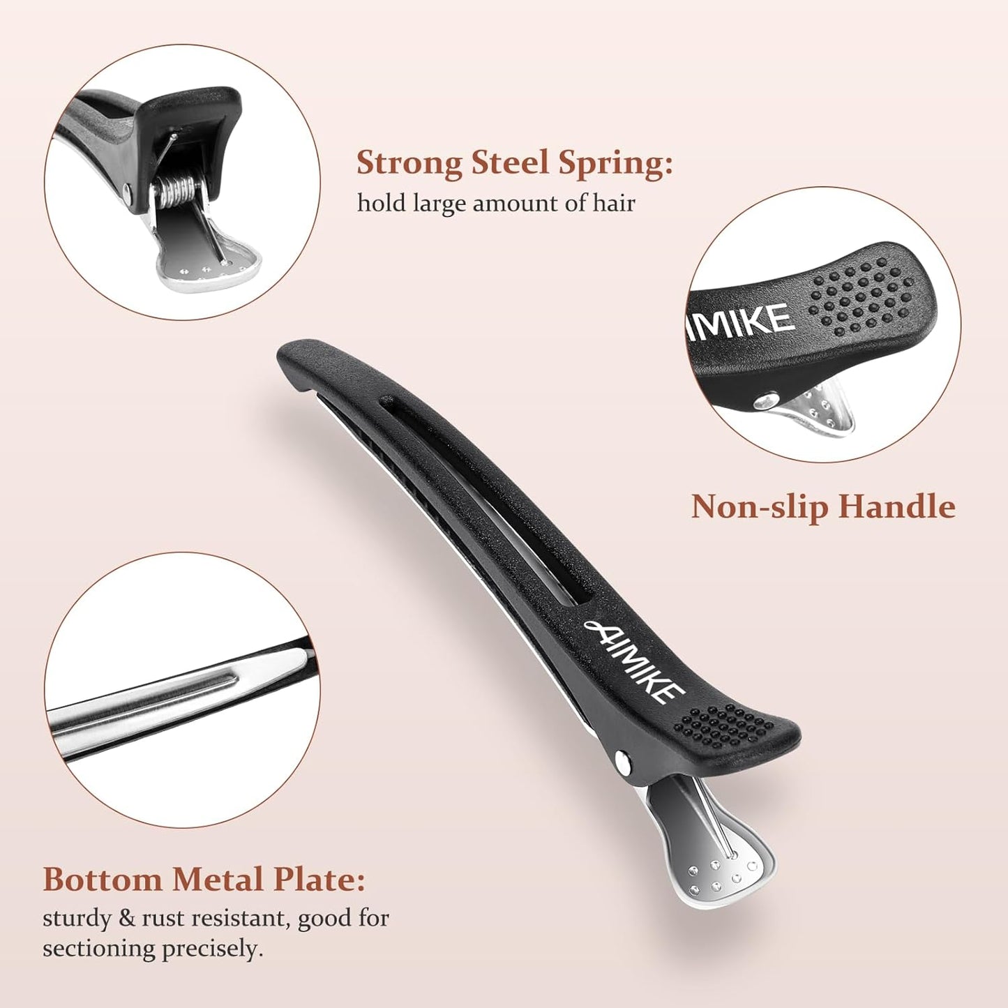 Clips profesionales antideslizantes pack de 6 para separar el cabello - imagen 4
