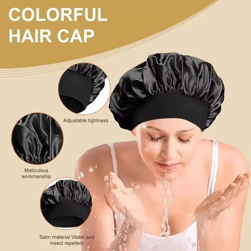 Gorro de satén para dormir y proteger el cabello del frizz color Cafe